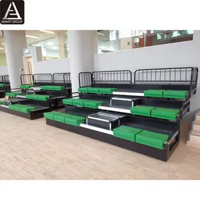 24 Seats Portable Telescopic Grandstand Indoor Retractable Bleachers With HDPE Corner Seats