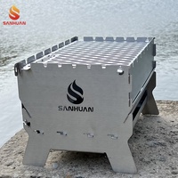 Barbecue portable en acier inoxydable pliable, anti-rouille, facile à nettoyer, sans outil, compact, pour balcon, camping, faible teneur en carbone