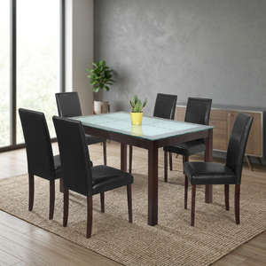 En stock : Ensemble table et chaises de salle à manger JPS 200053, design moderne, en bois d'hévéa massif, plateau en verre trempé de 9 mm, mobilier de salon haut de gamme - Product Image 3