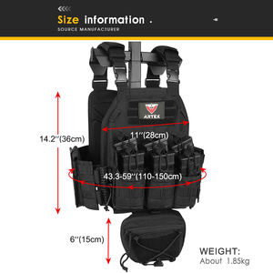 Gilet tactique de protection individuelle ARTEX Black Molle à libération rapide, gilet de sécurité pour hommes, porte-plaques - Product Image 4