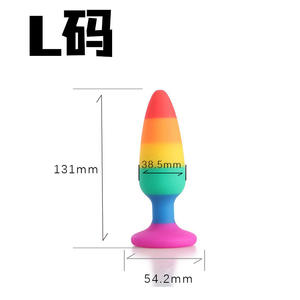 Silikon runder Kopf mit Sauger Basis Homosexuell Spielzeug S,<span class=keywords><strong>M</strong></span>,L 3 Größe Regenbogen Farbe Anal Plug SM für Paare Erwachsenen Sex-Produkte - Product Image 6