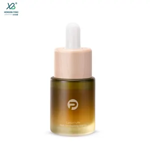 20ml 30ml 50ml 대나무 덮개 우드 커버 오일 병 맞춤형 샌드 블라스팅 과정 원통형 점 적기 유리 병 미용 메이크업