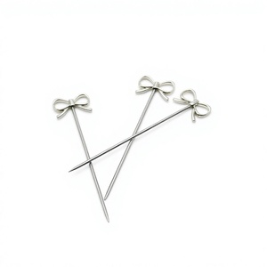 Piques à cocktail en acier inoxydable avec design en forme de nœud, 120 mm, réutilisables, outils de bar, style minimaliste pour cocktails, piques à cocktail faites à la main - Product Image 1