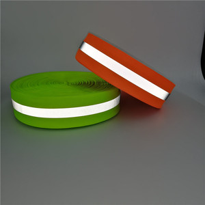 Bán buôn màu xanh lá cây phản chiếu <span class=keywords><strong>Webbing</strong></span> băng an toàn phản chiếu vải băng sọc - Product Image 4