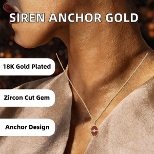Collana con Pendente Geometrico FY-N981 Siren Anchor in Argento Sterling S925 Placcato Oro 18K con Zirconi Taglio Principessa, Regalo Trendy per Donne - Product Image 2
