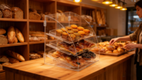 Vitrine à gâteaux en acrylique transparent personnalisée, présentoir de pâtisserie, boîte de rangement avec couleur et logo personnalisés pour gâteaux et biscuits