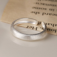 Bague Sayina en argent sterling 925 brossé mat pour femme, bande ouverte simple, style basique polyvalent