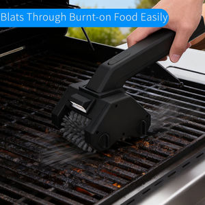 Hot Selling Electric Bbq <b>Grill</b> Brush Cordless Rechargeable Led <b>Light</b> Power Roller Outdoor Cleaning Tool With Double Wheel Brush - Product Image 2