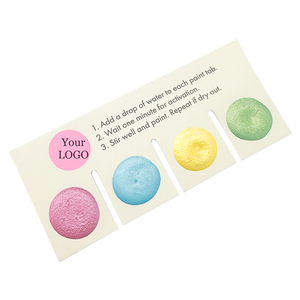 Tarjeta de pintura de colores metálicos Paleta de alimentos metálica activada por agua Mini paleta de pintura de alimentos Tarjeta de artes comestibles - Product Image 1