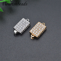 Vente en gros de couleur en or plaqué Rhodium Micro pavé Zircon géométrique Rectangle boucle boîte fermoirs pour bricolage fabrication de bracelets