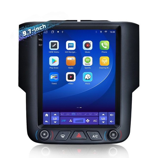 9.7 Inch Android Touch Screen Head Unit with 5G WiFi GPS Navigation Bluetooth Mirror Link for Dodge Ram 2013-2018 Manual AC