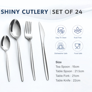 ชุดช้อนส้อมสแตนเลสสตีลทันสมัย 24 ชิ้น ยี่ห้อ Lily พร้อมด้ามจับทรงเรียวขัดเงา ทนทาน ใช้กับเครื่องล้างจานได้ - Product Image 4