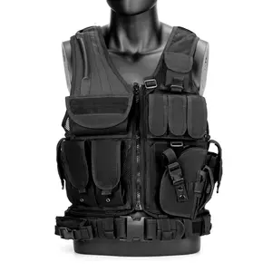 JSH Wholesale Tactical Vest Breathable Outdoor Camouflage Battle Hunting Vest Paintball More Chalecos Tactico With Holster