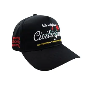 High Quality Custom Design Logo 5 Panel Hat 3D Puff Embroidery 100 Cotton Fabric Adult Baseball Cap