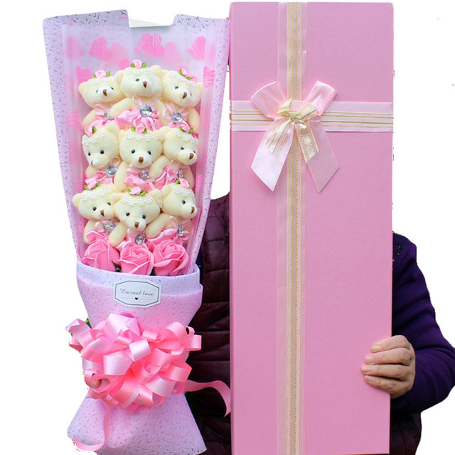 Mini Cute Teddy Bear Bouquet Cartoon Plush Toy Bouquet Flower Bouquet for Valentine's Day