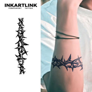 Pegatina de <span class=keywords><strong>Tatuaje</strong></span> de Pulpa de Fruta de Alta Calidad, Duración de 15 Días, Diseño de Espinas, Impermeable, Arte Corporal para Hombres y Mujeres, Suministro al por Mayor - Product Image 1