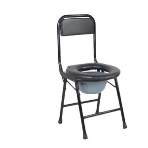 Chaise de toilette portable pour personnes âgées, pliable et renforcée, avec seau, pour salle de bain et chambre à coucher - Product Image 1