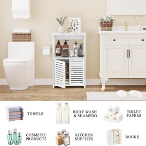 Bathroom Storage Cabinet 3-Tier Wood-Plastic Composite Modern Design For Toilet Toiletries Organization - Product Image 2