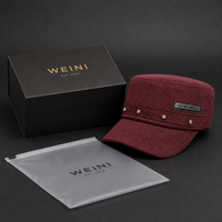 Casquette Cadet Rétro en Daim WEINI avec Logo Personnalisé, Patch en Cuir et Rivets Métalliques – Vente en Gros