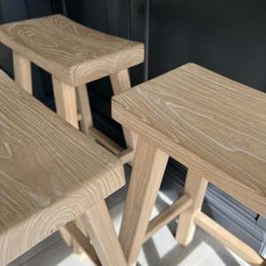 Taburete de Bar Rústico de Madera Reciclada, Asiento de Aliso Sólido, Silla de Barra Vintage para Cocina, Isla o Comedor - Product Image 5