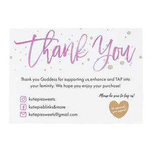 Cartes de remerciement de luxe blanches authentiques personnalisées avec votre logo et texte sur papier kraft pour des cadeaux d'entreprise exclusifs - Product Image 4