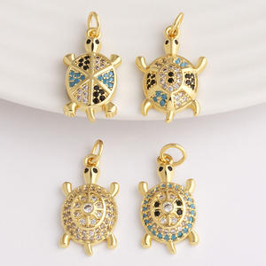 ASJEWELRY Breloque <span class=keywords><strong>tortue</strong></span> <span class=keywords><strong>porte</strong></span>-<span class=keywords><strong>bonheur</strong></span> en cristal turquoise pour bracelet, plaqué or cuivre, fournitures de fabrication de bijoux faits à la main chma564 - Product Image 1