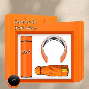 Frasco de vacío de Metal de 500ml + masajeador de cuello P3 + paraguas de cápsula de diseño navideño personalizado (50 + SPF) + juego de regalo de energía de 10000mAh - Product Image 1