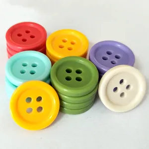 Sewing Clothes UV Polyester Button Coating Round 4 Holes Resin Buttons