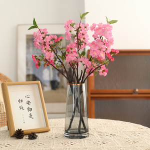 Artificial Cherry Blossom Branches <b>Plastic</b> Silk Flowers Single Piece Porcelain Vase Wedding Home Decor Living Room <b>Table</b> - Product Image 3