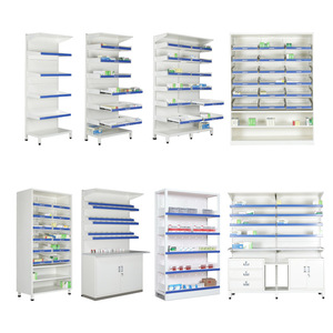 Western Medicine Cabinet Hospital Clinic Dispensing Pharmacy Display Stand Double-Sided Adjustable Cold-Rolled Steel Light-Duty - Product Image 1