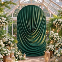 KAVI Rideau de fond de scène de mariage en soie de lait plissée ovale, drapé extensible réutilisable en tissu pour décoration événementielle