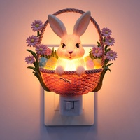 Osterhase Quadratischer Mittelgroßer Harzkorb 2026 Neuerscheinung Heim-Feiertagsgeschenke Nachtlicht LED-Stecker Kippschalter Wanddekoration