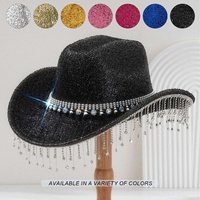 Chapeaux de Cowboy Scintillants Dorés en Gros avec Strass et Pompons pour Adultes – Idéaux pour les Fêtes Disco, Country, Rodeo et Festivals
