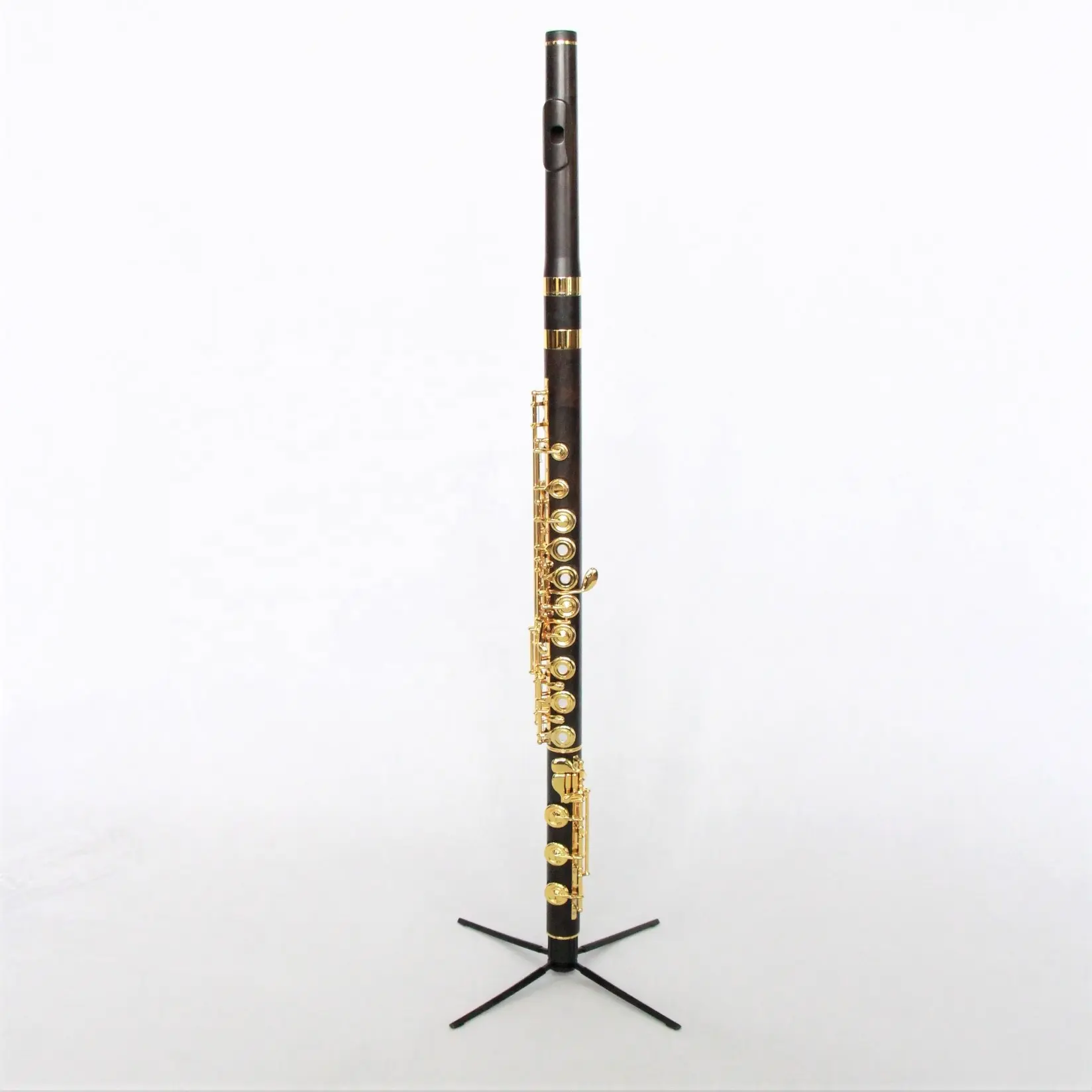 Flauta de agujero abierto de clase superior, 17 llaves chapadas en oro, flauta de ébano, los mejores instrumentos de viento de madera