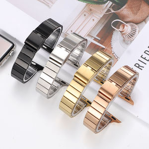 Cinturino in acciaio inossidabile compatibile con <span class=keywords><strong>Watch</strong></span> Charm per serie 7 6 5 4 3 2 1 <span class=keywords><strong>SE</strong></span>, colore Starlight, effetto bambù. - Product Image 3