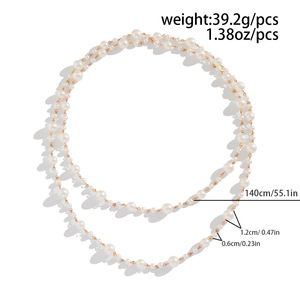 Zarif 2 Katmanlı Katlanabilir İnci Kolyeler Kadınlar İçin Trend Uzun Boncuklu Zincir Taklit İnci Moda Süveter Zinciri Takı - Product Image 6