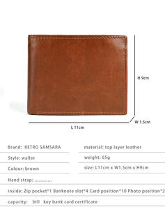 กระเป๋าสตางค์แบบสั้น Andong สำหรับผู้ชาย หนังวัวแท้ สไตล์เรโทร ป้องกัน RFID แฟชั่น ใส่บัตรได้ - Product Image 3