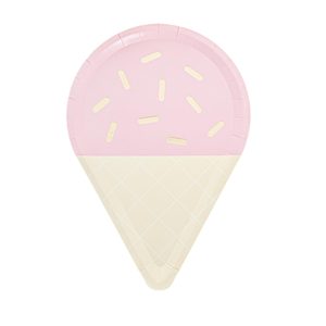 Assiettes, serviettes et gobelets jetables en papier DAMAI Pastel Macaron en forme de crème glacée, décorations de table pour fête d'anniversaire d'été avec paillettes dorées - Product Image 3