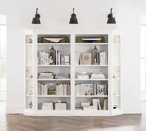 モダンなアメリカンスタイルのリビングルーム白い無垢材の家庭用家具ディスプレイスタンド収納壁キャビネット本棚