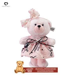 Orsetto di peluche personalizzabile OEM e ODM con vestito e fiocco, ideale come regalo per ragazze - Product Image 4