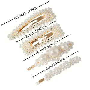 Wholesale High Quality Korean Girl Pearl Hair Pins Handmade Pearls Beads Snap Clip Hair clips Pearl Hair Accessories for Women