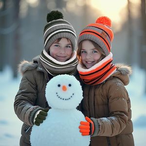 Chapeau <span class=keywords><strong>Gants</strong></span> écharpe cache-<span class=keywords><strong>cou</strong></span> pour enfants <span class=keywords><strong>de</strong></span> 4 à 8 ans avec logo personnalisé pour l'hiver - Product Image 3