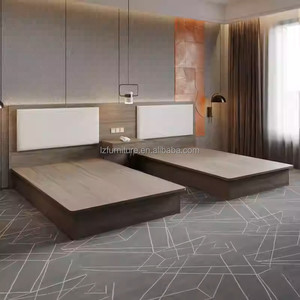 Contemporary 3 Star Hotel Bedroom Furniture Sets Customize <b>Twin</b> Single Wooden <b>Bed</b> <b>Frame</b> With Headboard And Nightstands For Sale - Product Image 1