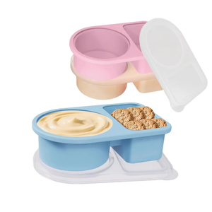 Silicone Reusable Snack Containers with Lids Double Compartment Snackle Box Containers Small Mini Food Snack Boxs for <b>Travel</b> - Product Image 1