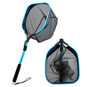 Épuisette de pêche télescopique pliable <span class=keywords><strong>en</strong></span> nylon de 102,5 cm (36*30 cm) à 3 sections pour la pêche <span class=keywords><strong>en</strong></span> <span class=keywords><strong>mer</strong></span> et la pêche à la mouche - Product Image 1