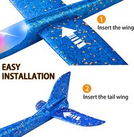 Grand avion en mousse lumineux à LED, 2 modes de vol, planeur, jouet volant pour enfants, jouets de sport de plein air, cadeaux de Pâques pour enfants