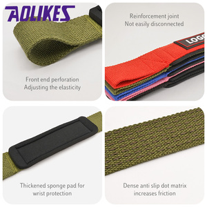 Aoweightlifting #7634 halter bilek için spor salonu kaldırma kayışları bileklik yukarı çekin kayış özelleştirilmiş dokuma bilek kayışı - Product Image 3