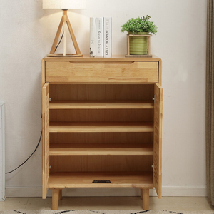 Mueble de Entrada de Madera Maciza Nórdica, Estilo Moderno, Mueble Zapatero QINUO Económico con Almacenamiento - Product Image 1