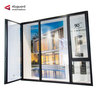 Ventana Abatible de Aluminio con Doble Acristalamiento y Malla de Seguridad, Diseño Grill, para Casa de Lujo