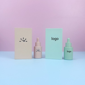 Custom 15ml 30ml 1oz <b>Flat</b> Shoulder pink Thick Hair Oil Serum Glass Dropper Bottle With <b>Box</b> for Essential Oil - Product Image 3